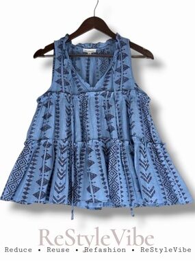 BLU PEPPER Women’s Size S Top Shirt Tank Style Sleeveless Ruffles Flowing